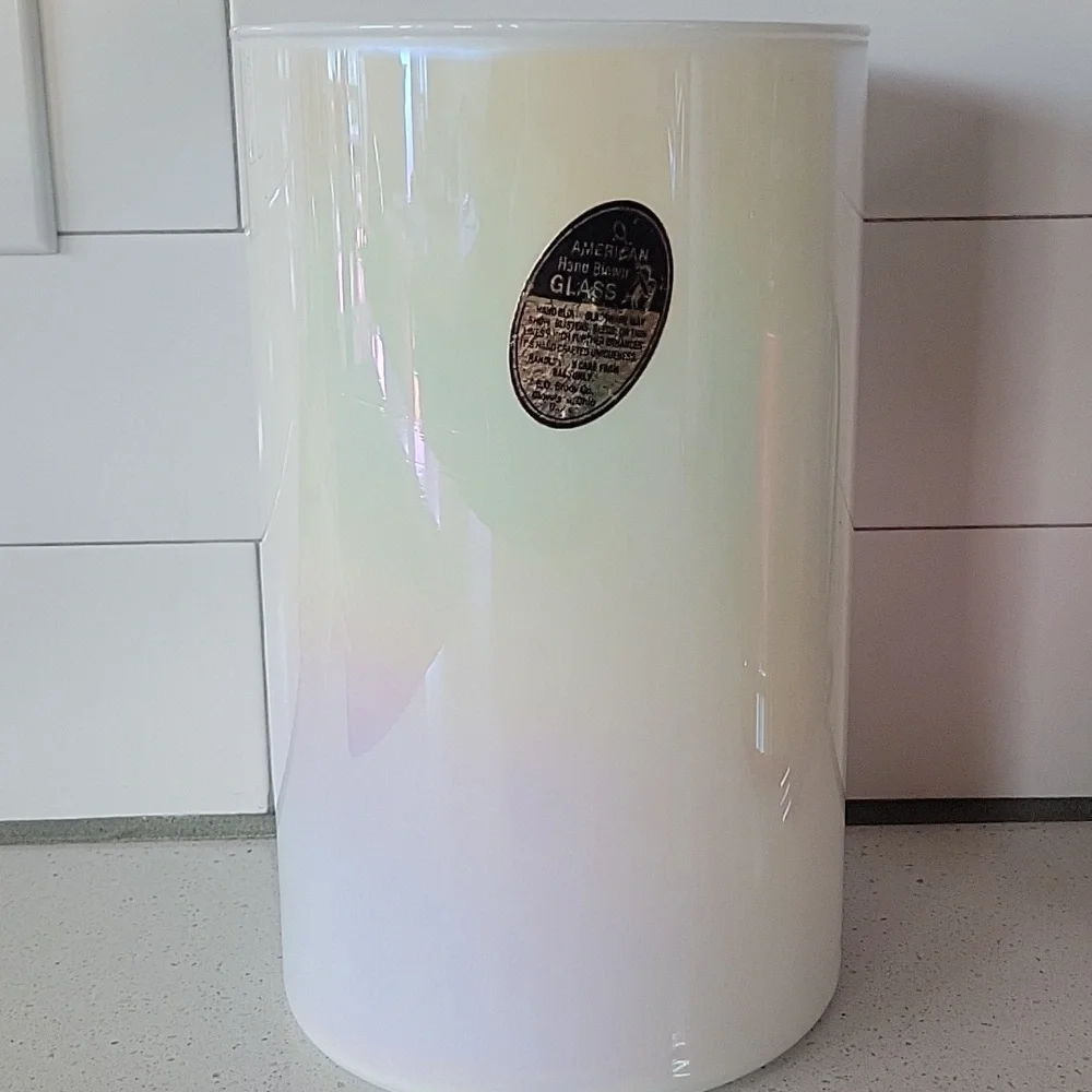 Vintage E.O. Brody Irridescent Hand Blown Glass Vase Large Made in USA MCM